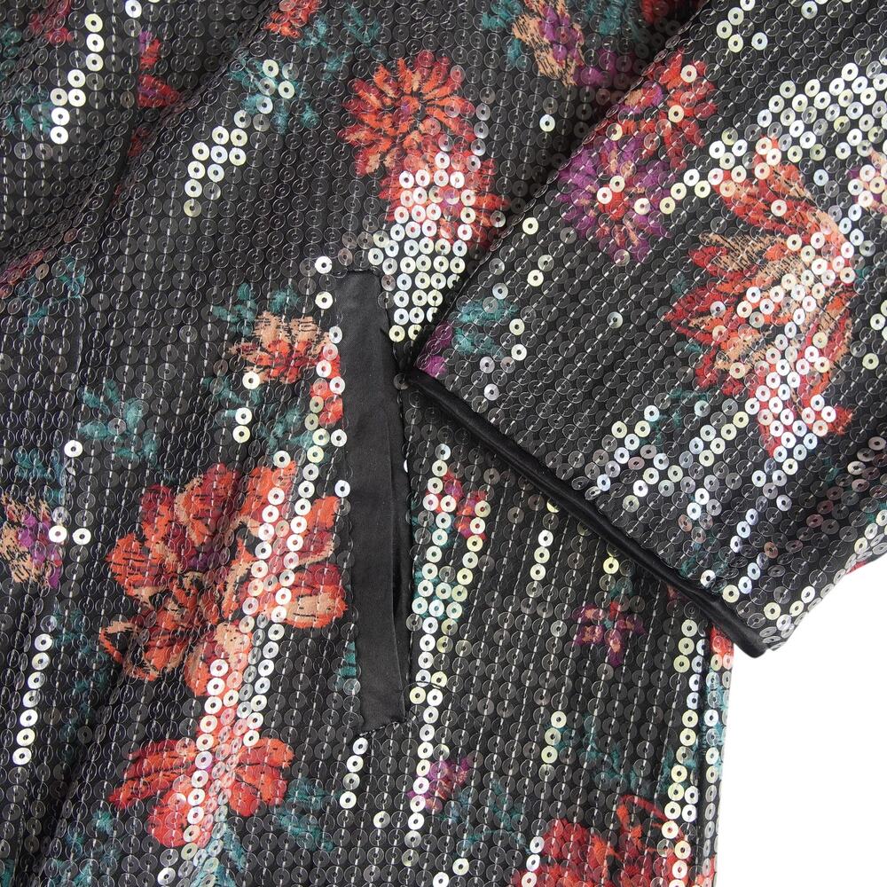 Torrid Black Floral Sequin Duster Jacket Kimono 2XL Date Night Glam - Picture 7 of 15
